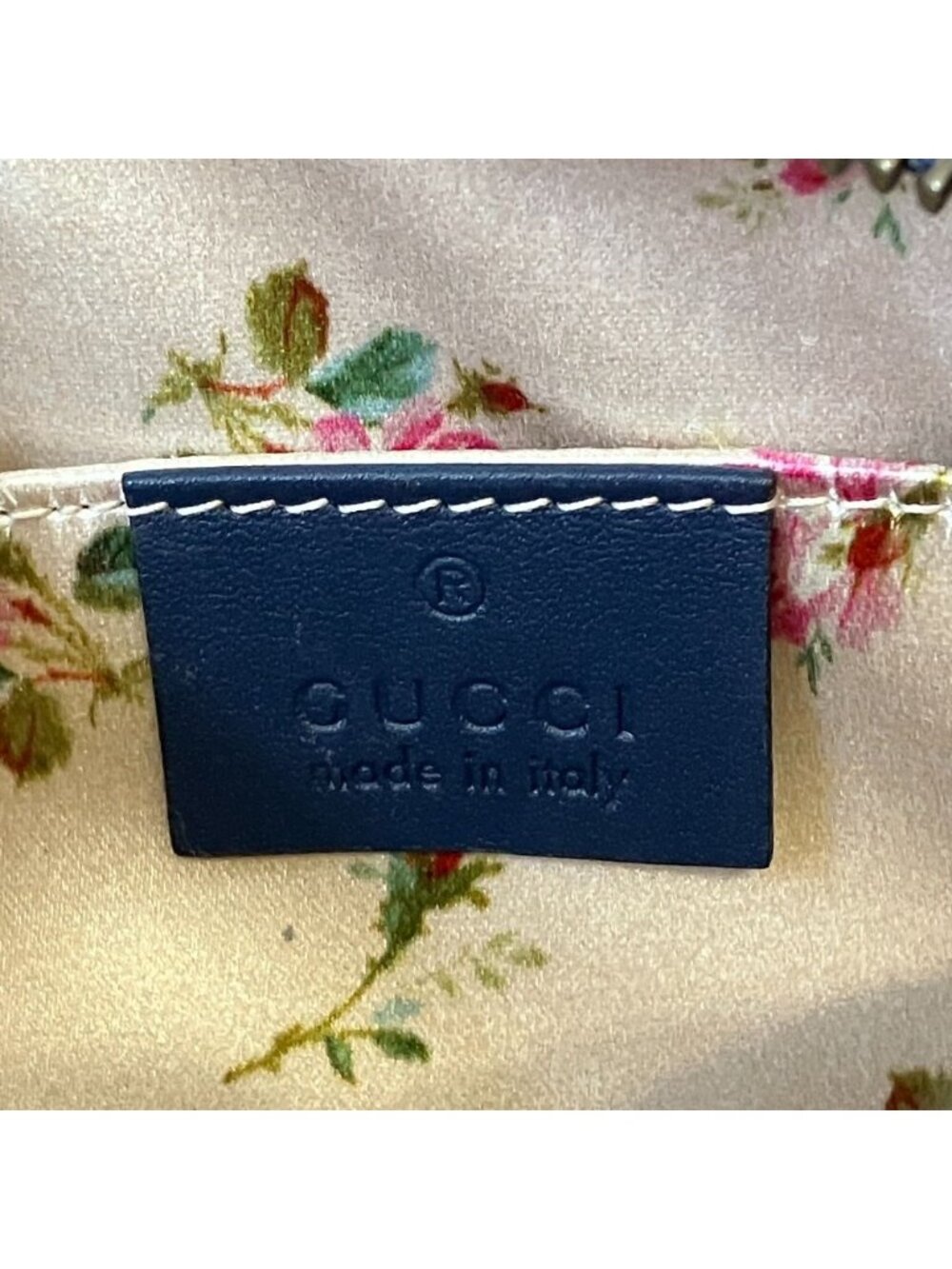 Gucci GG Marmont Denim Makeup Pouch Blue Pre Owned - Picture 7 of 13
